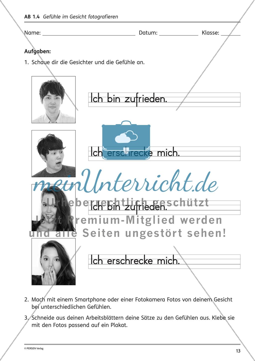 Unterrichtsreihe: Das Gesicht als Ausdrucksort von Gefühlen Preview 7