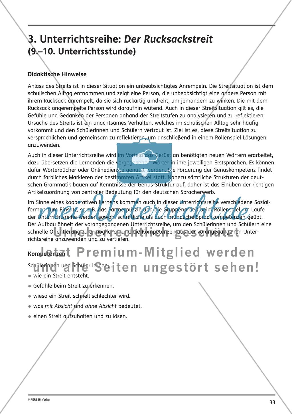 Unterrichtsreihe: Der Rucksackstreit Preview 1