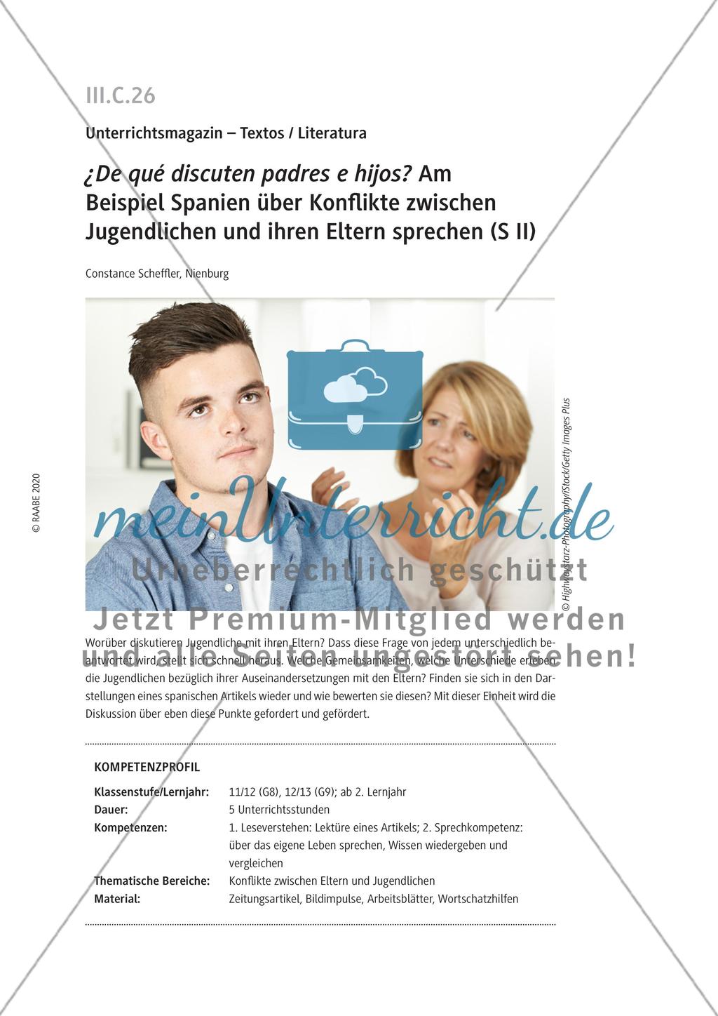 ¿De qué discuten padres e hijos? – Am Beispiel Spanien über Konflikte zwischen Jugendlichen und ihren Eltern sprechen Preview 1