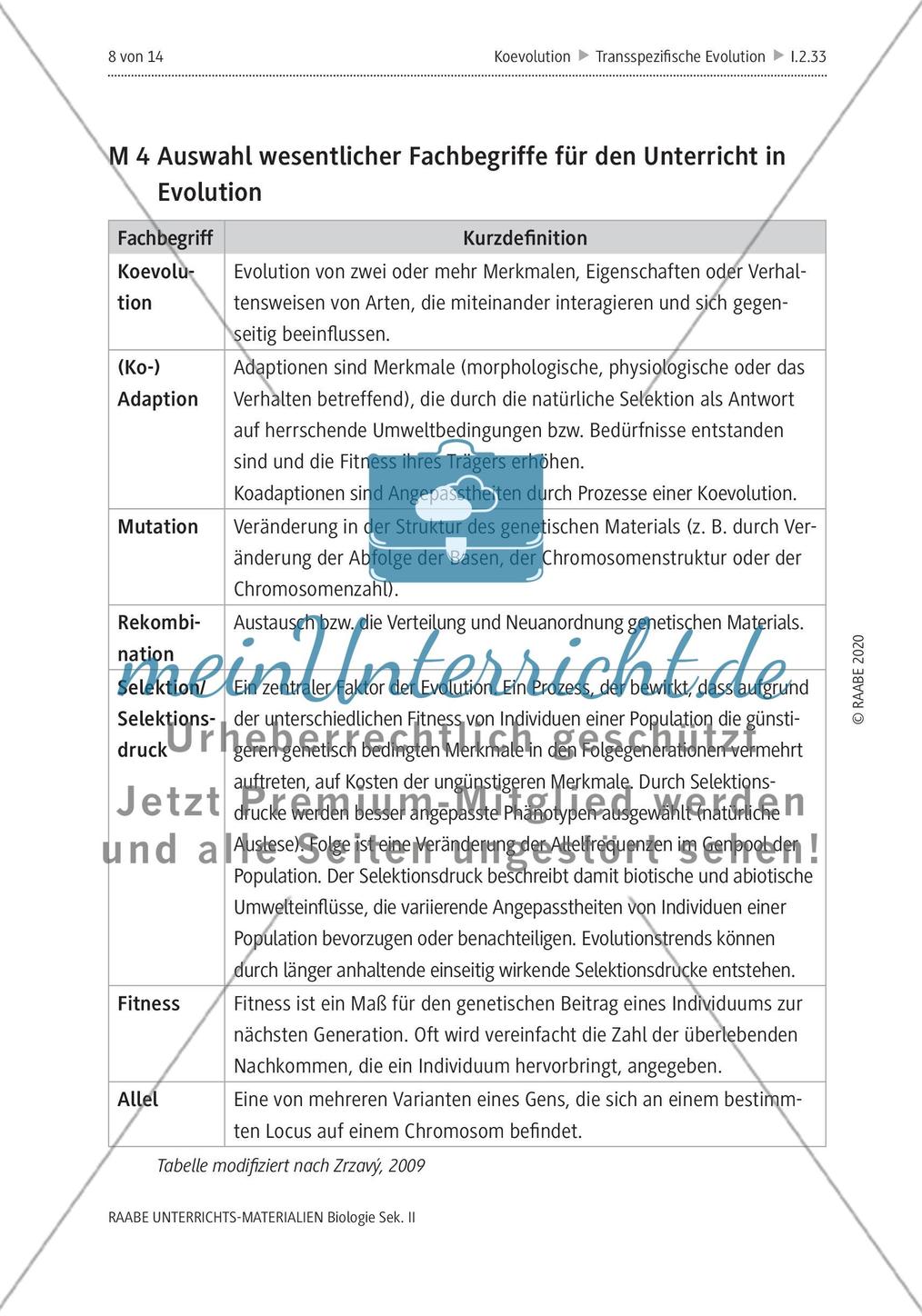 Evolution und Schöpfungsmythos – Leistungsaufgabe zur Koevolution Preview 12