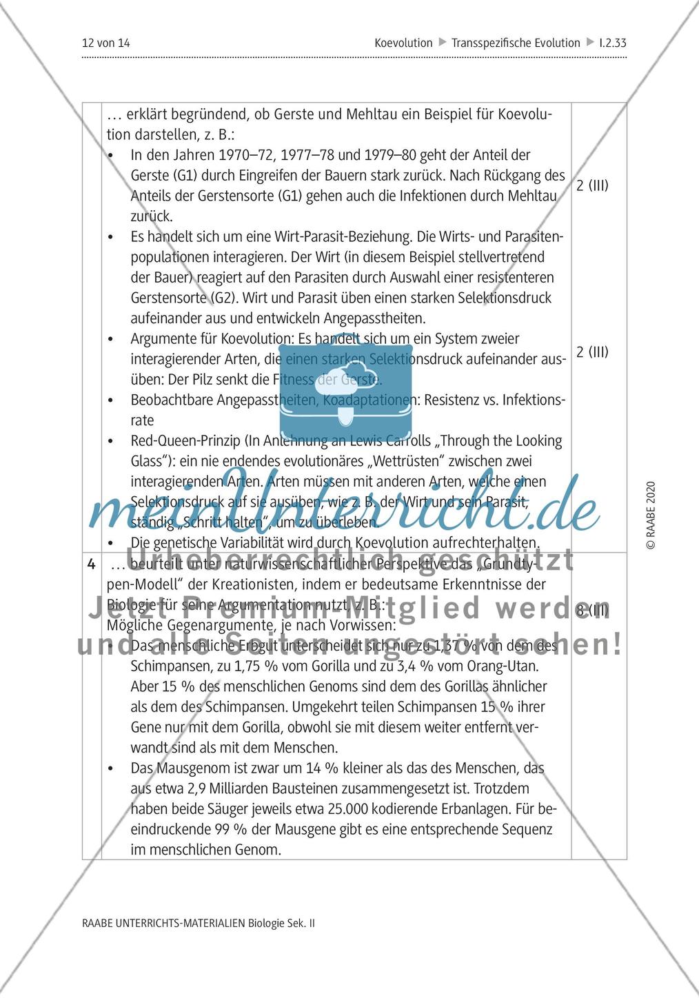 Evolution und Schöpfungsmythos – Leistungsaufgabe zur Koevolution Preview 16