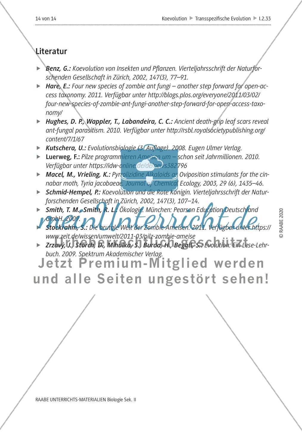 Evolution und Schöpfungsmythos – Leistungsaufgabe zur Koevolution Preview 18