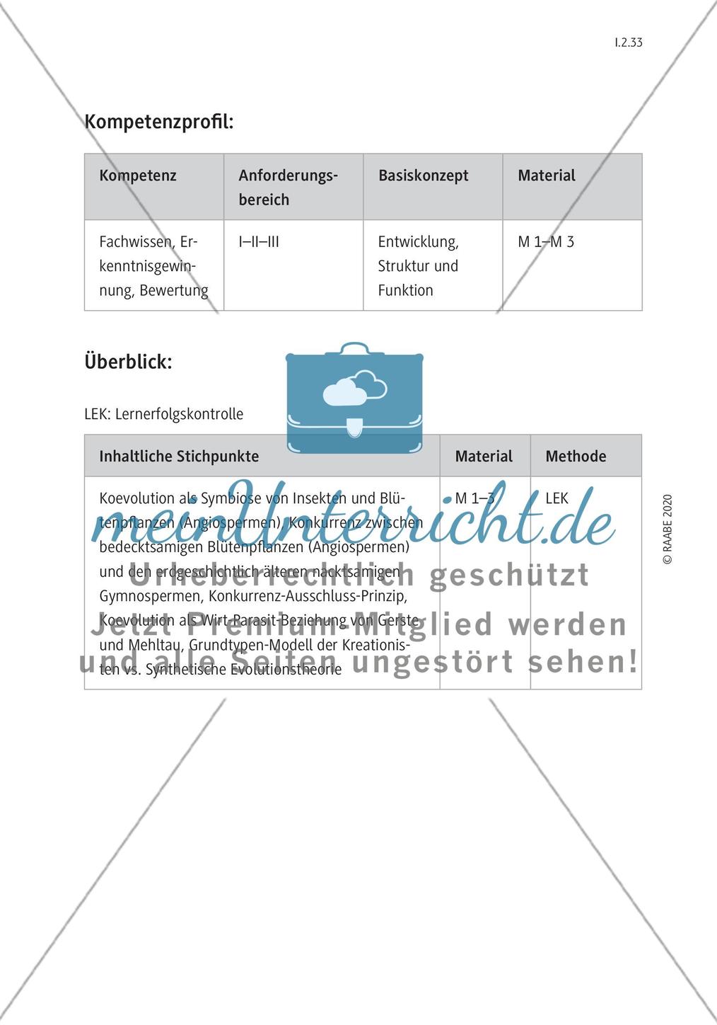 Evolution und Schöpfungsmythos – Leistungsaufgabe zur Koevolution Preview 4
