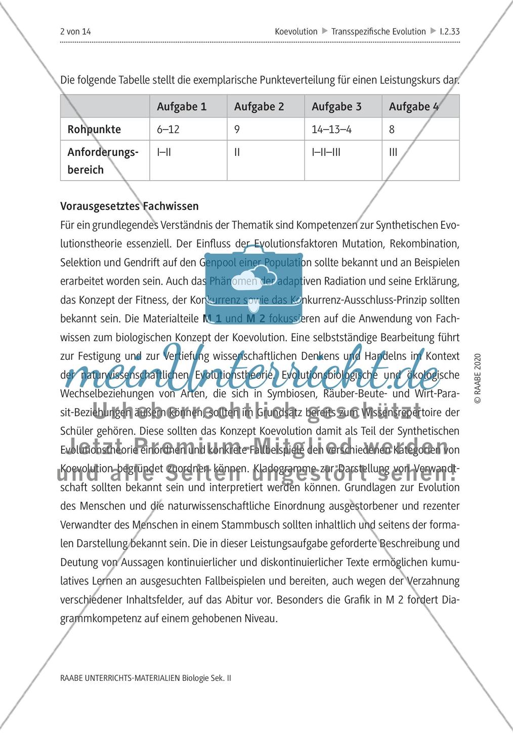 Evolution und Schöpfungsmythos – Leistungsaufgabe zur Koevolution Preview 6