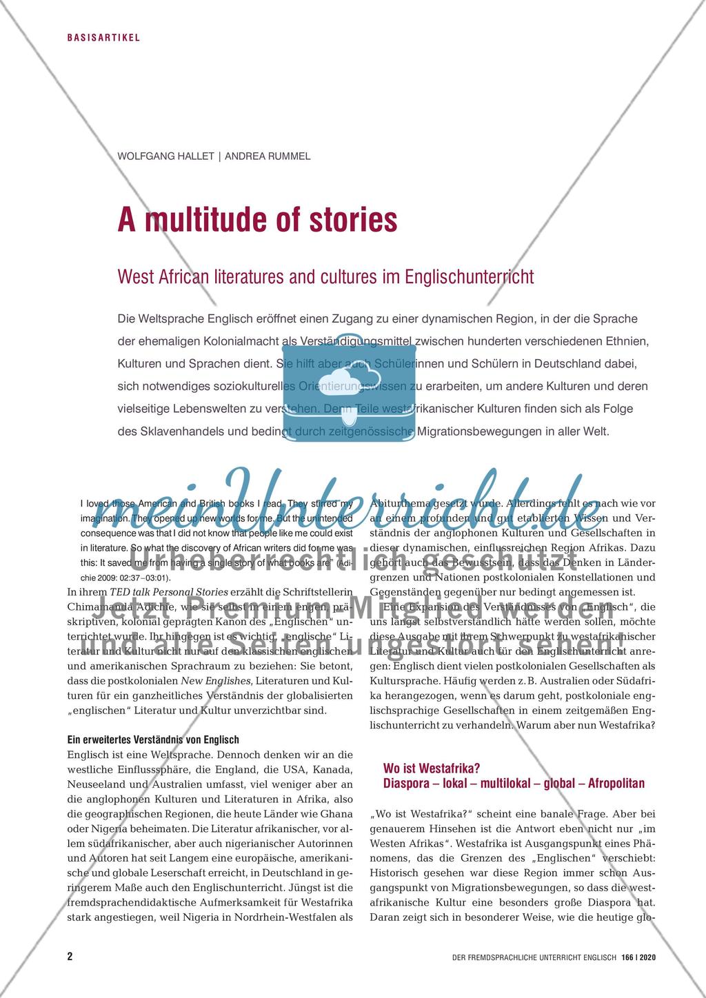 A multitude of stories - West African literatures and cultures im Englischunterricht Preview 1