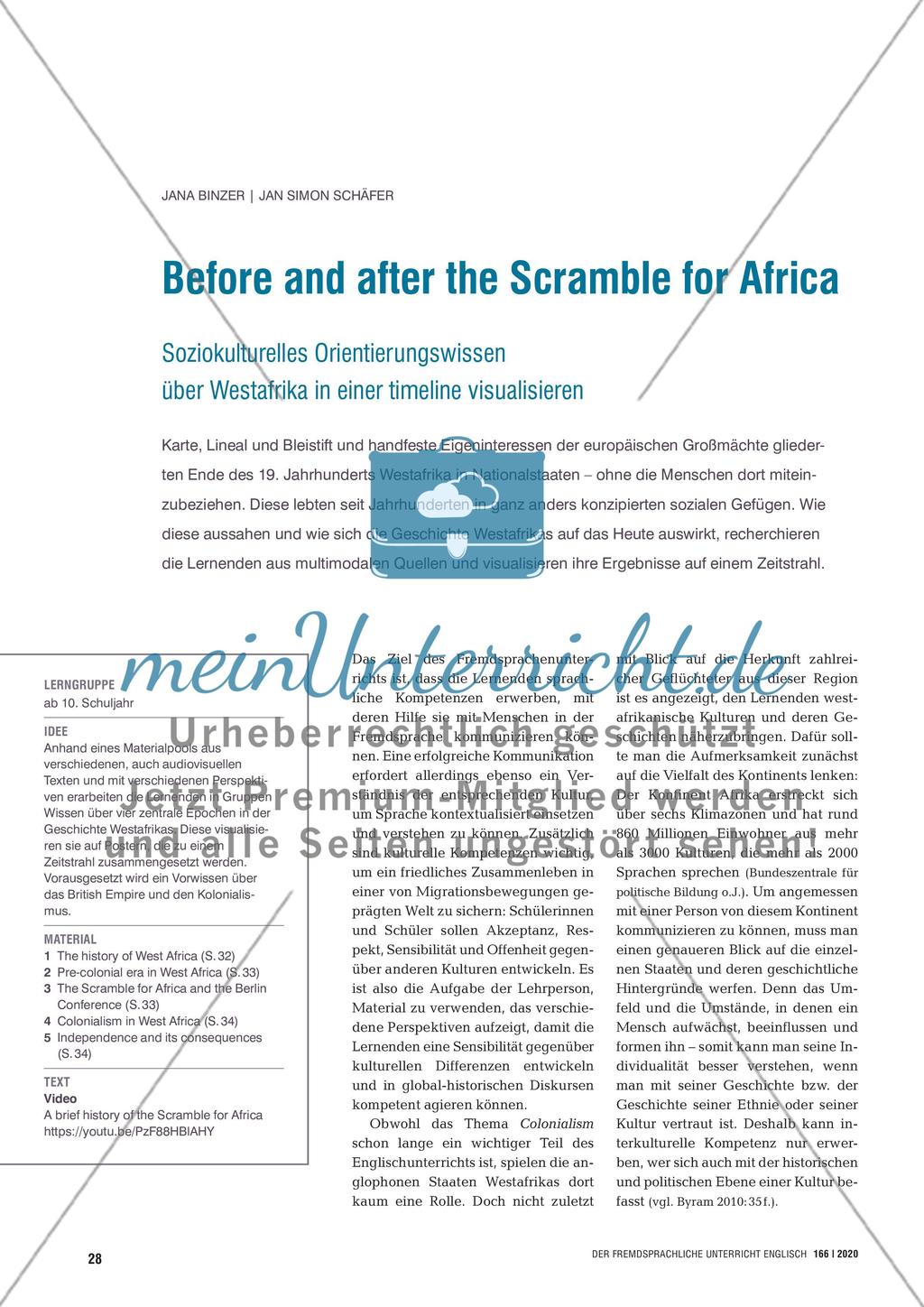 Before and after the Scramble for Africa - Soziokulturelles Orientierungswissen über Westafrika in einer timeline visualisieren Preview 1