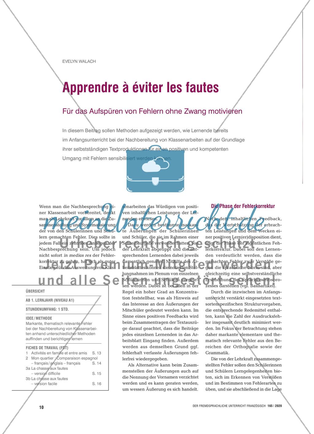 Apprendre à éviter les fautes - Für das Aufspüren von Fehlern ohne Zwang motivieren Preview 1