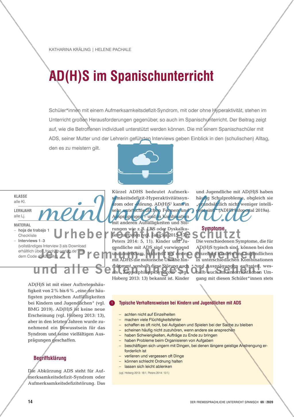 AD(H)S im Spanischunterricht Preview 1