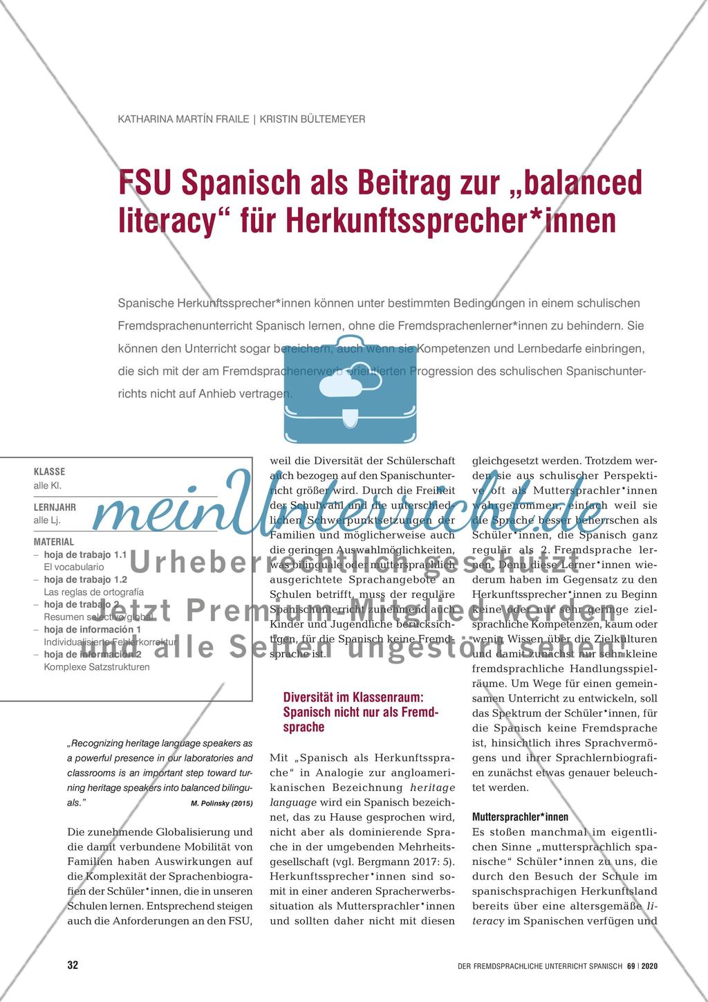 FSU Spanisch als Beitrag zur „balanced literacy“ für Herkunftssprecher*innen Preview 1