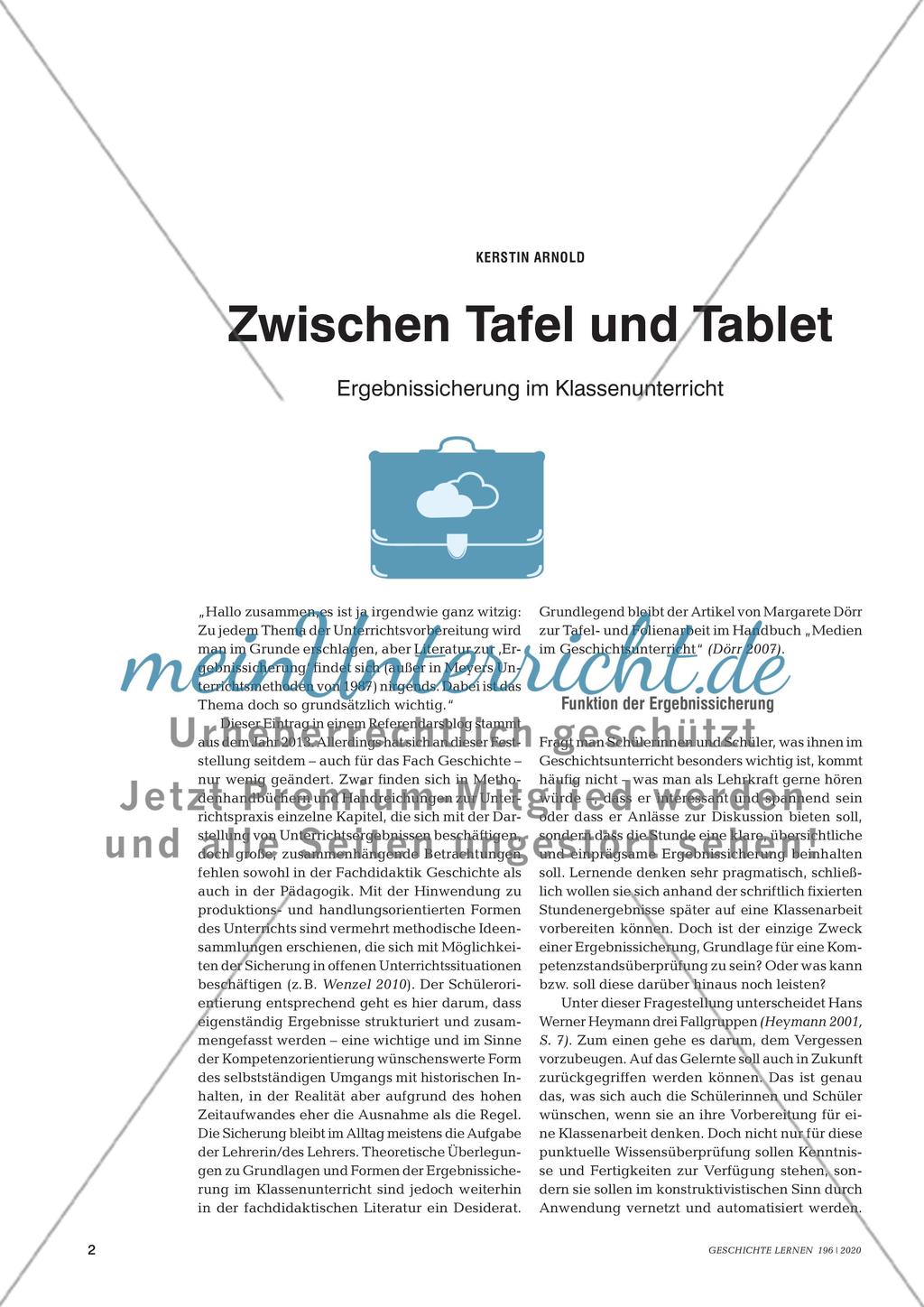 Zwischen Tafel und Tablet - Ergebnissicherung im Klassenunterricht Preview 1