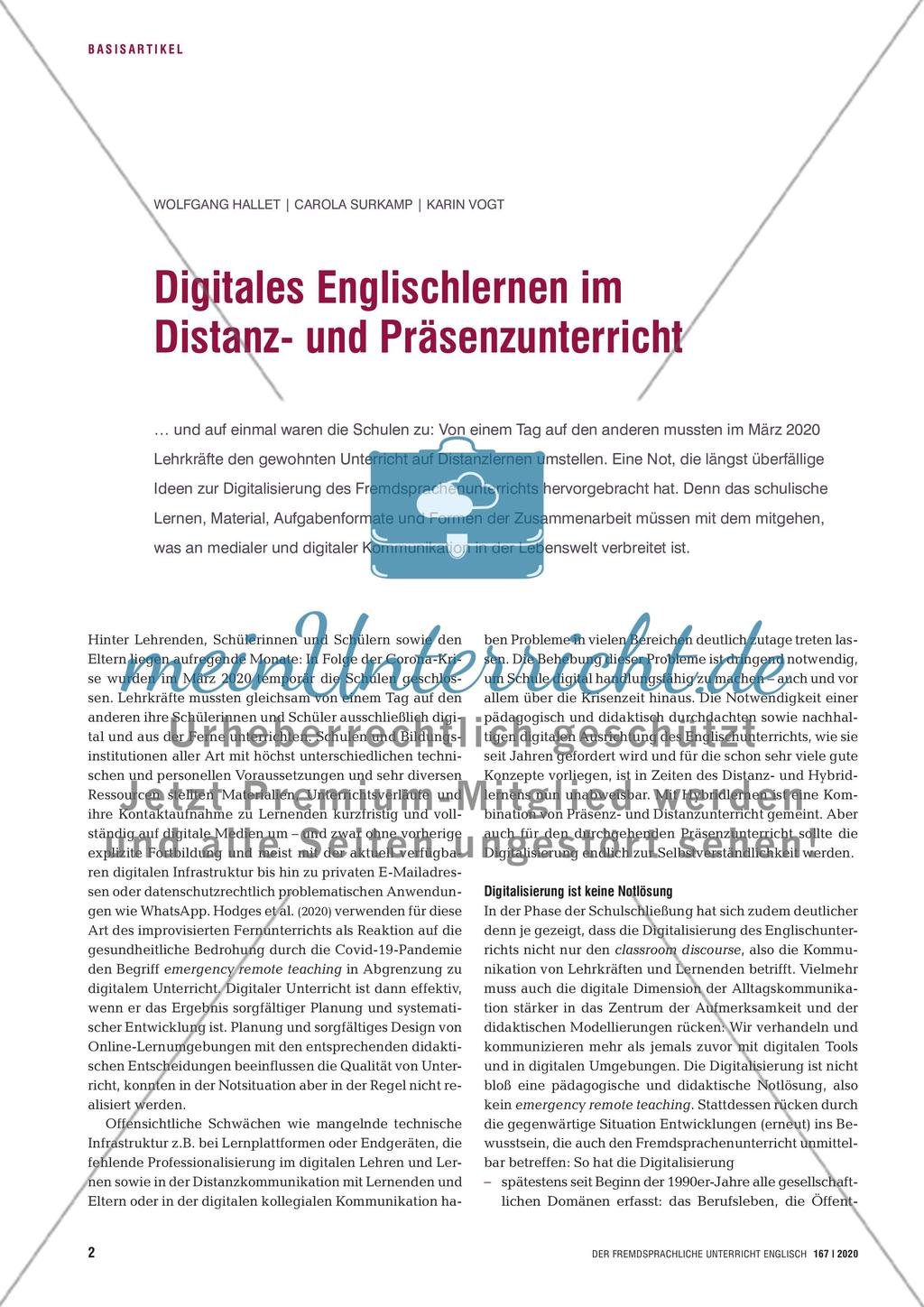 Digitales Englischlernen im Distanz- und Präsenzunterricht Preview 1