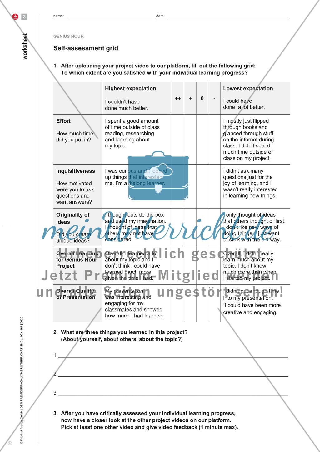 An opportunity for whiz kids like us - Mit der Genius Hour selbstgesteuertes Lernen gestalten, ein Projekt in einem elevator pitch mündlich vorstellen Preview 7