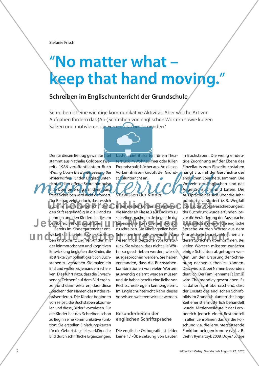 “No matter what – keep that hand moving.” - Schreiben im Englischunterricht der Grundschule Preview 1