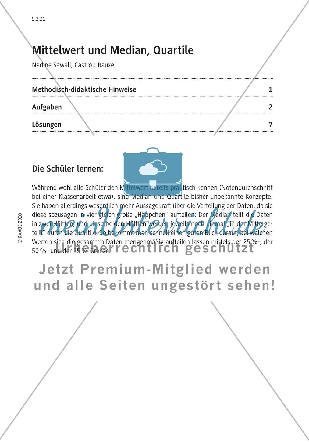 Mittelwert und Median, Quartile Preview 3