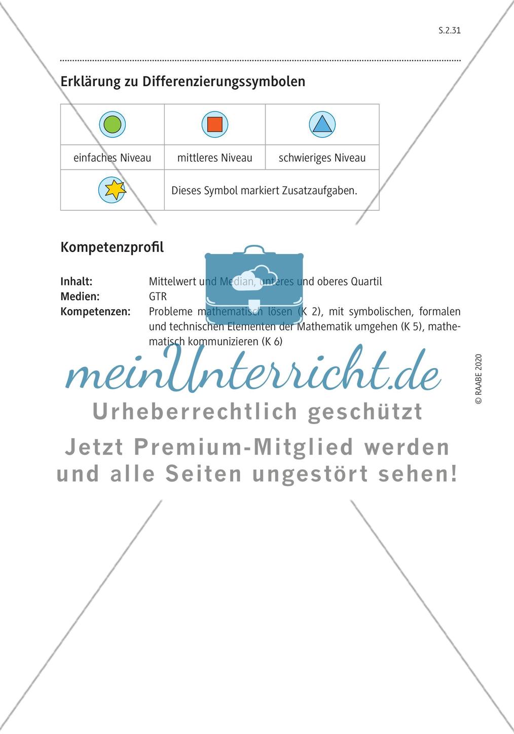 Mittelwert und Median, Quartile Preview 4