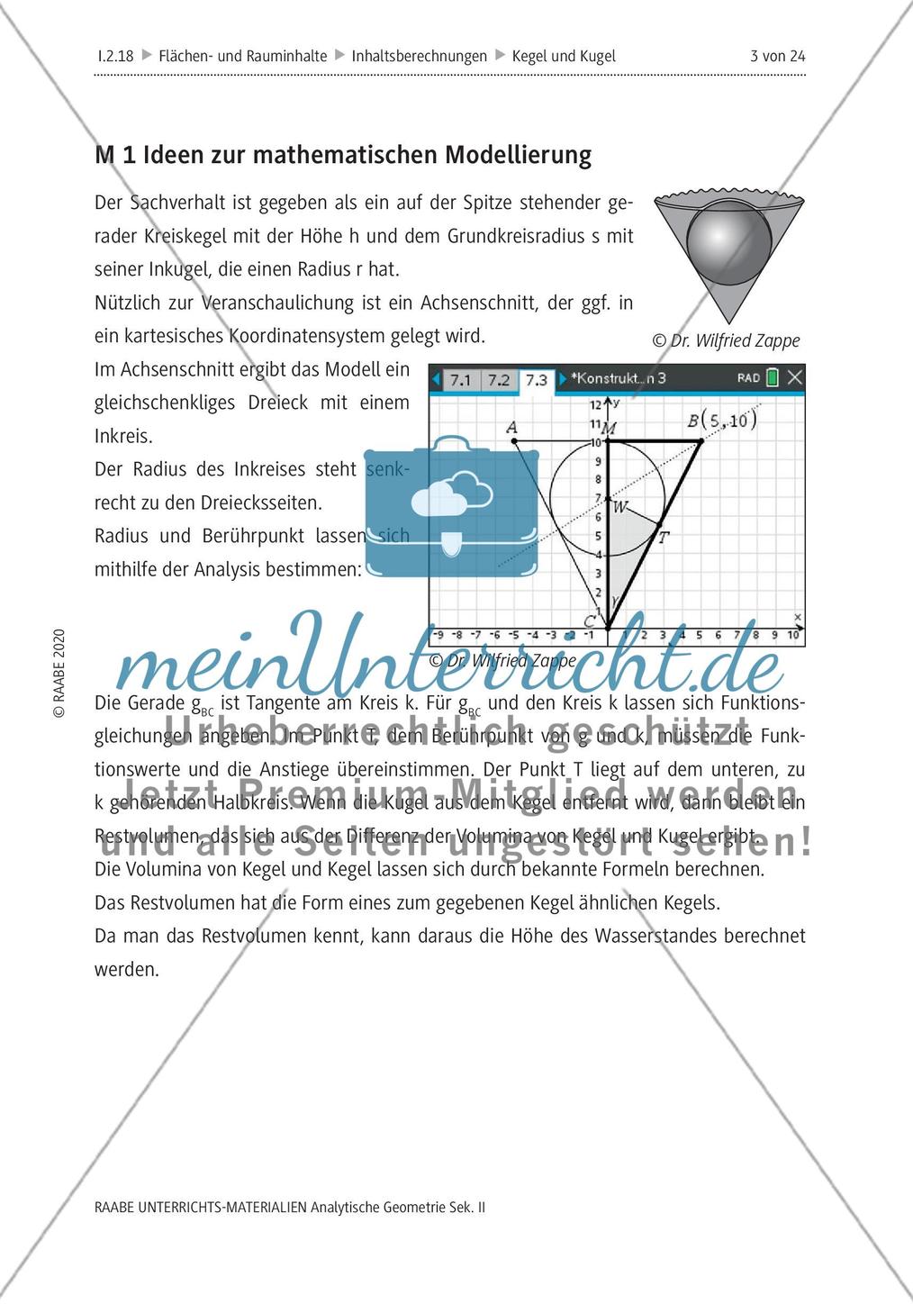 Über Kegel, die eine Kugel enthalten - M1-M2 Preview 1
