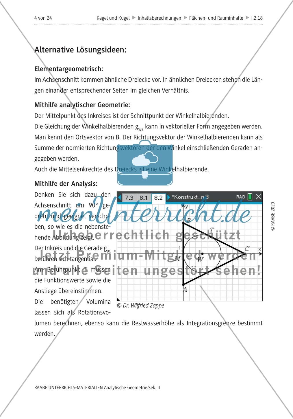 Über Kegel, die eine Kugel enthalten - M1-M2 Preview 2