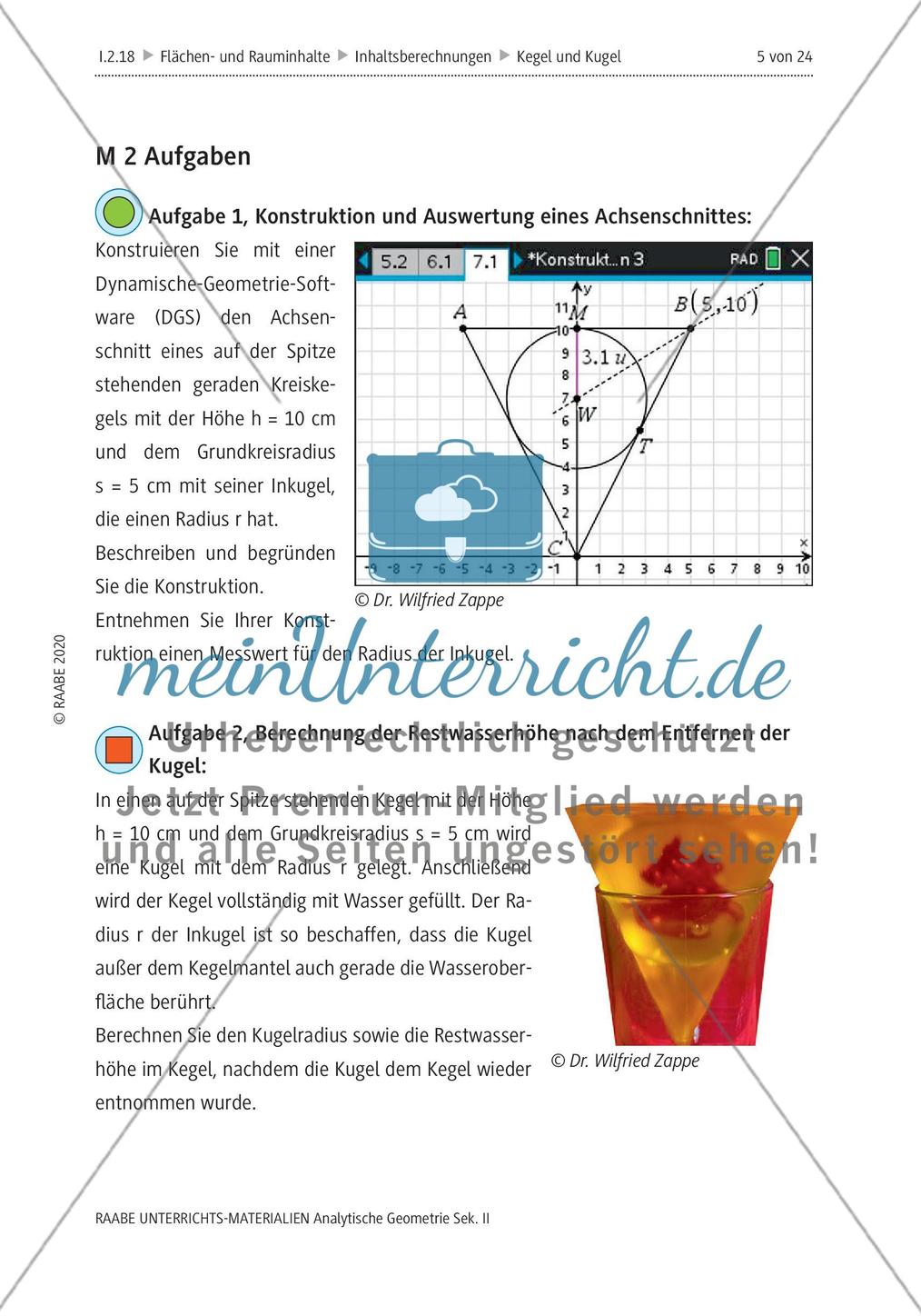 Über Kegel, die eine Kugel enthalten - M1-M2 Preview 3