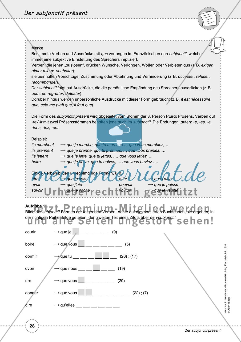 10-Minuten-Grammatiktraining Französisch Lj. 3-4 - Teil 2 Preview 9