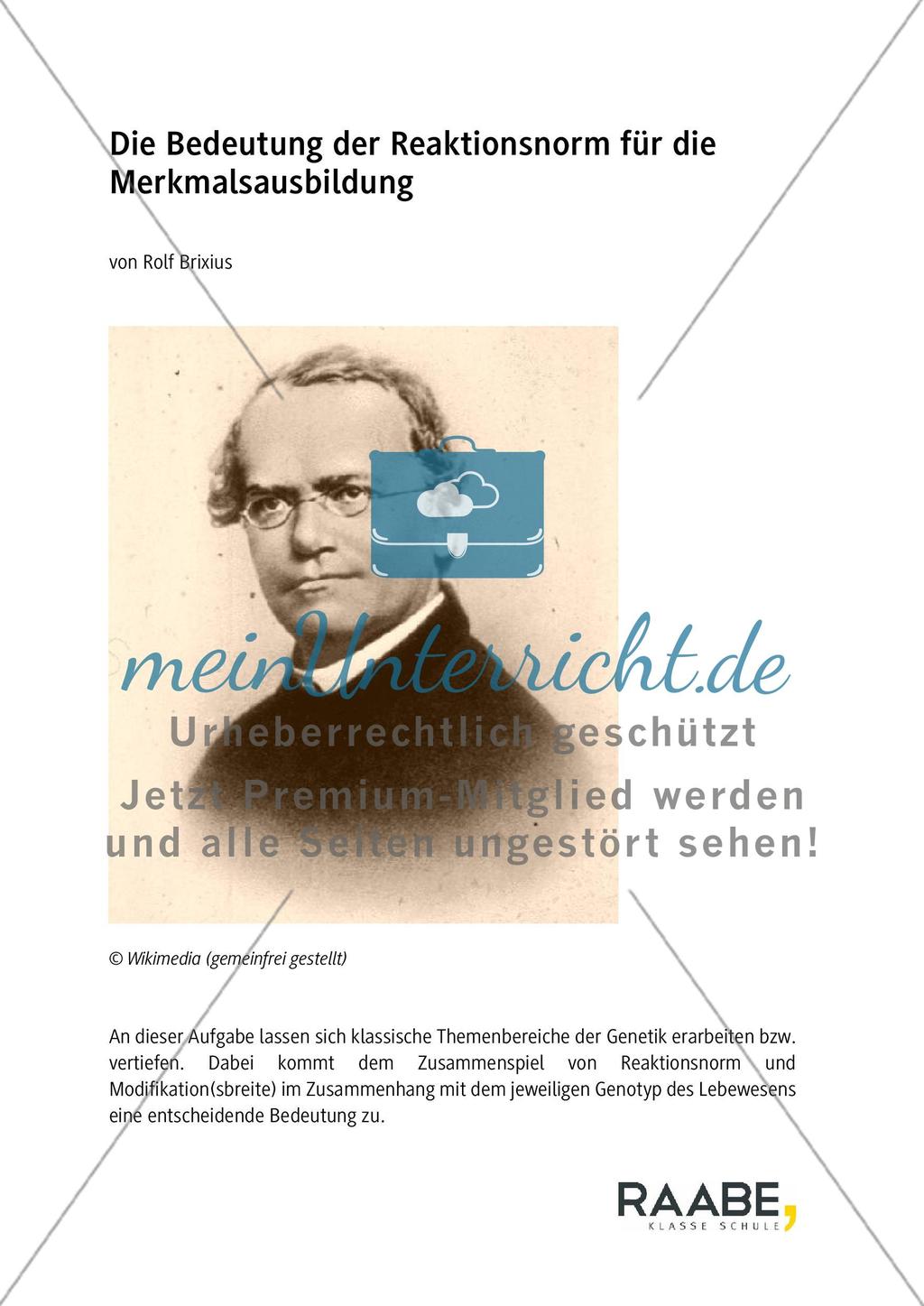Die Bedeutung der Reaktionsnorm für die Merkmalsausbildung Preview 1