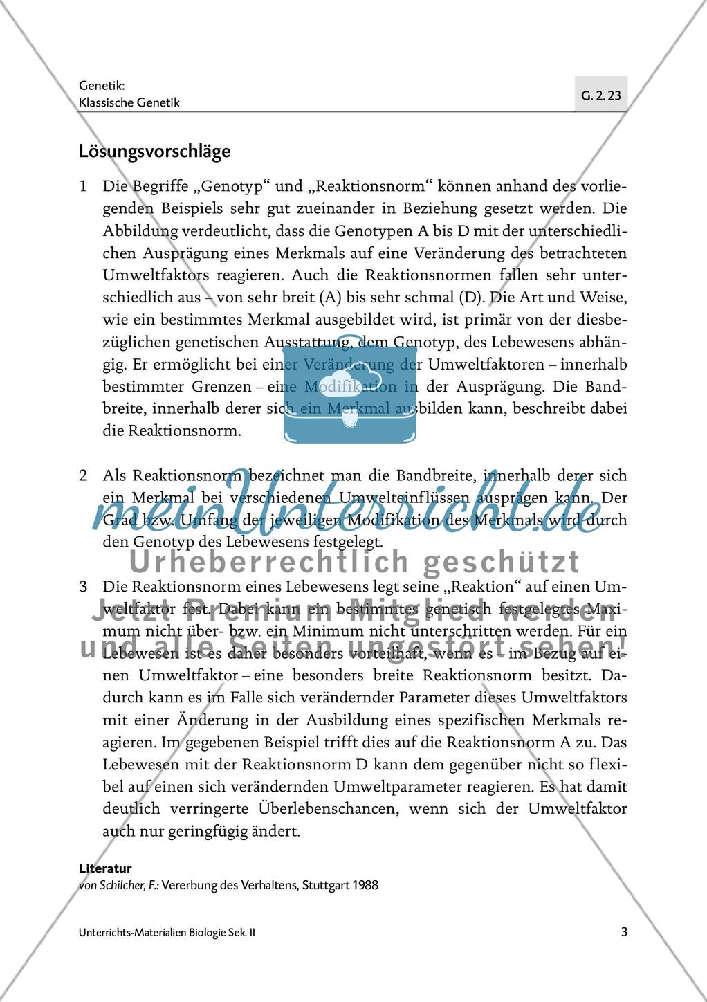 Die Bedeutung der Reaktionsnorm für die Merkmalsausbildung Preview 4