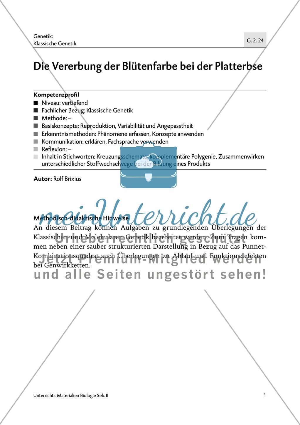Die Vererbung der Blütenfarbe bei der Platterbse Preview 2