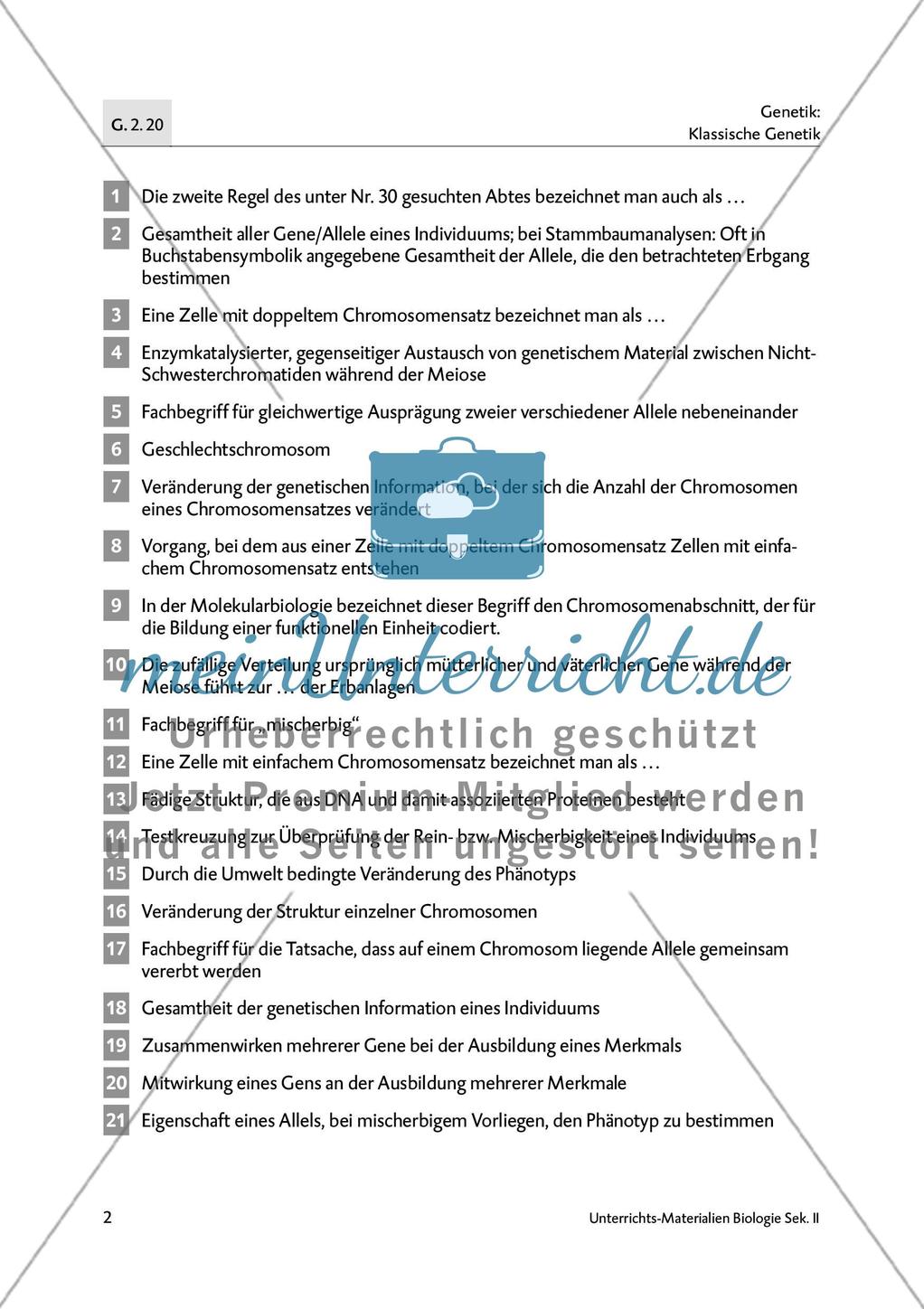 Kreuzworträtsel Klassische Genetik Preview 3