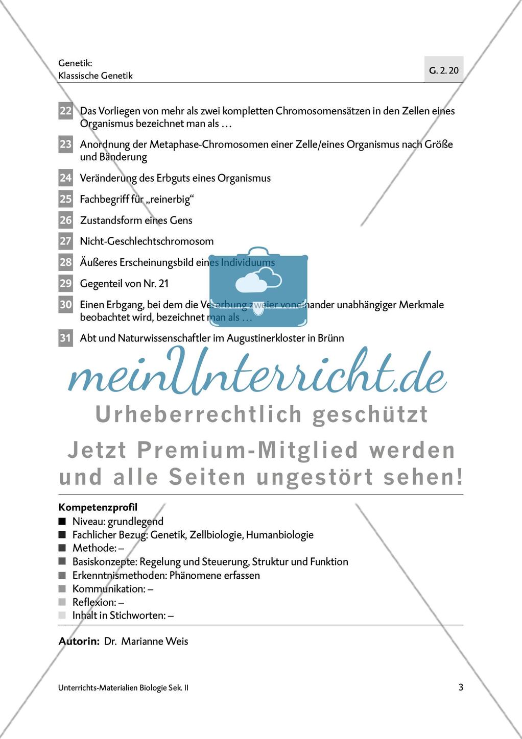 Kreuzworträtsel Klassische Genetik Preview 4