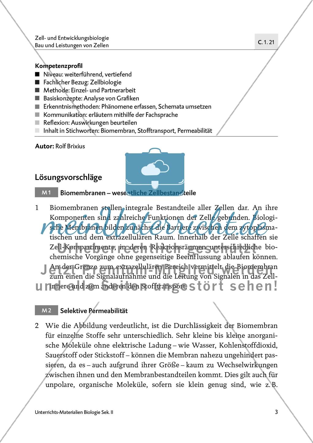 Räumliche Betrachtung der Biomembran und Membrantransport Preview 4