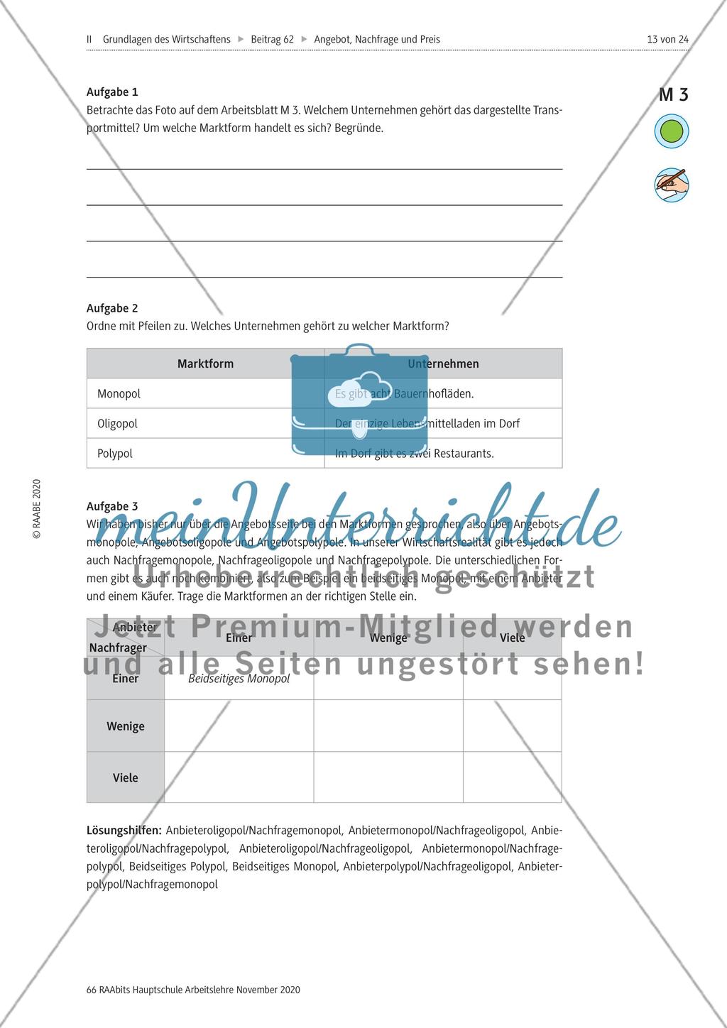Angebot, Nachfrage und Preis - M1-M3 Preview 10
