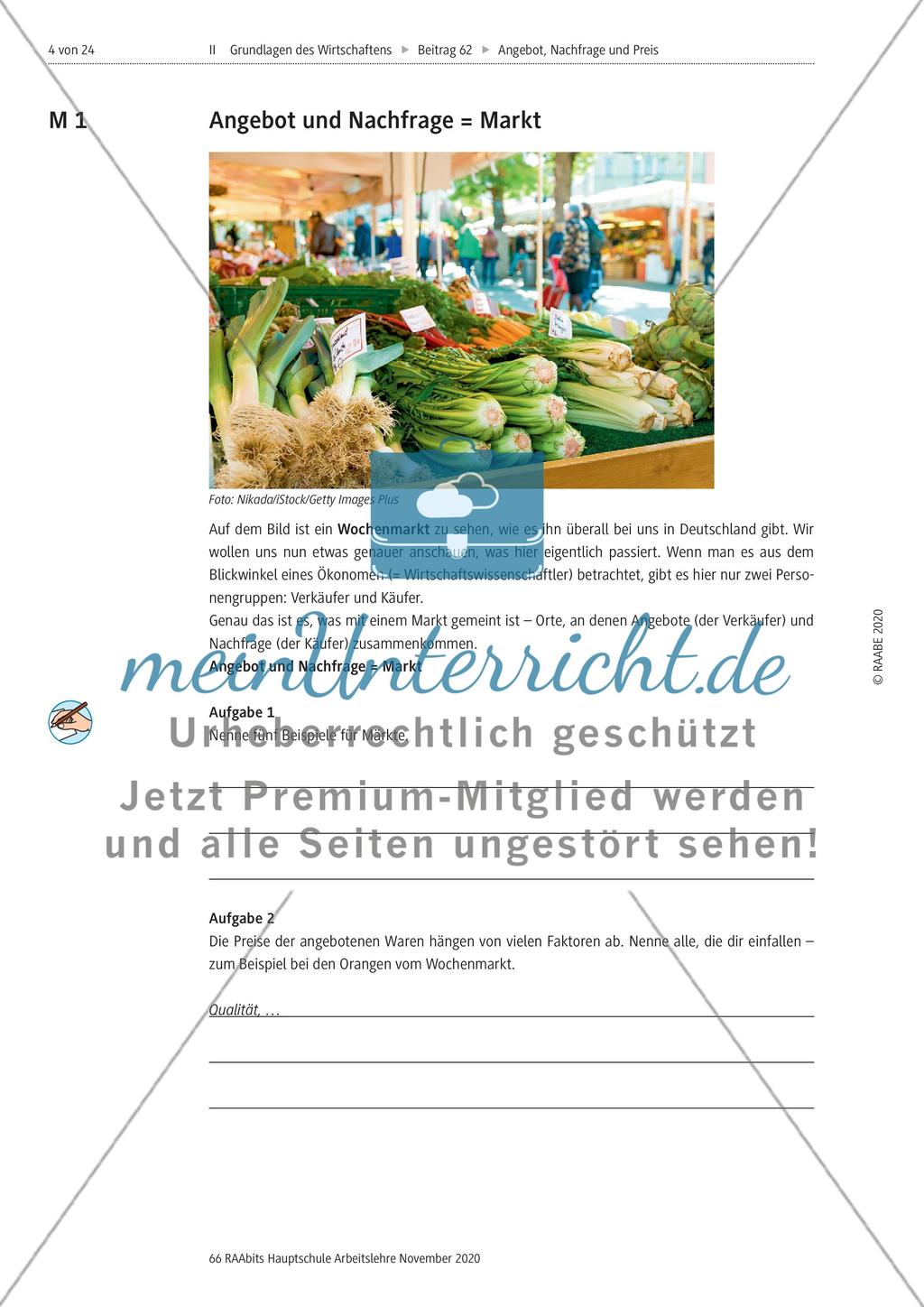 Angebot, Nachfrage und Preis - M1-M3 Preview 1