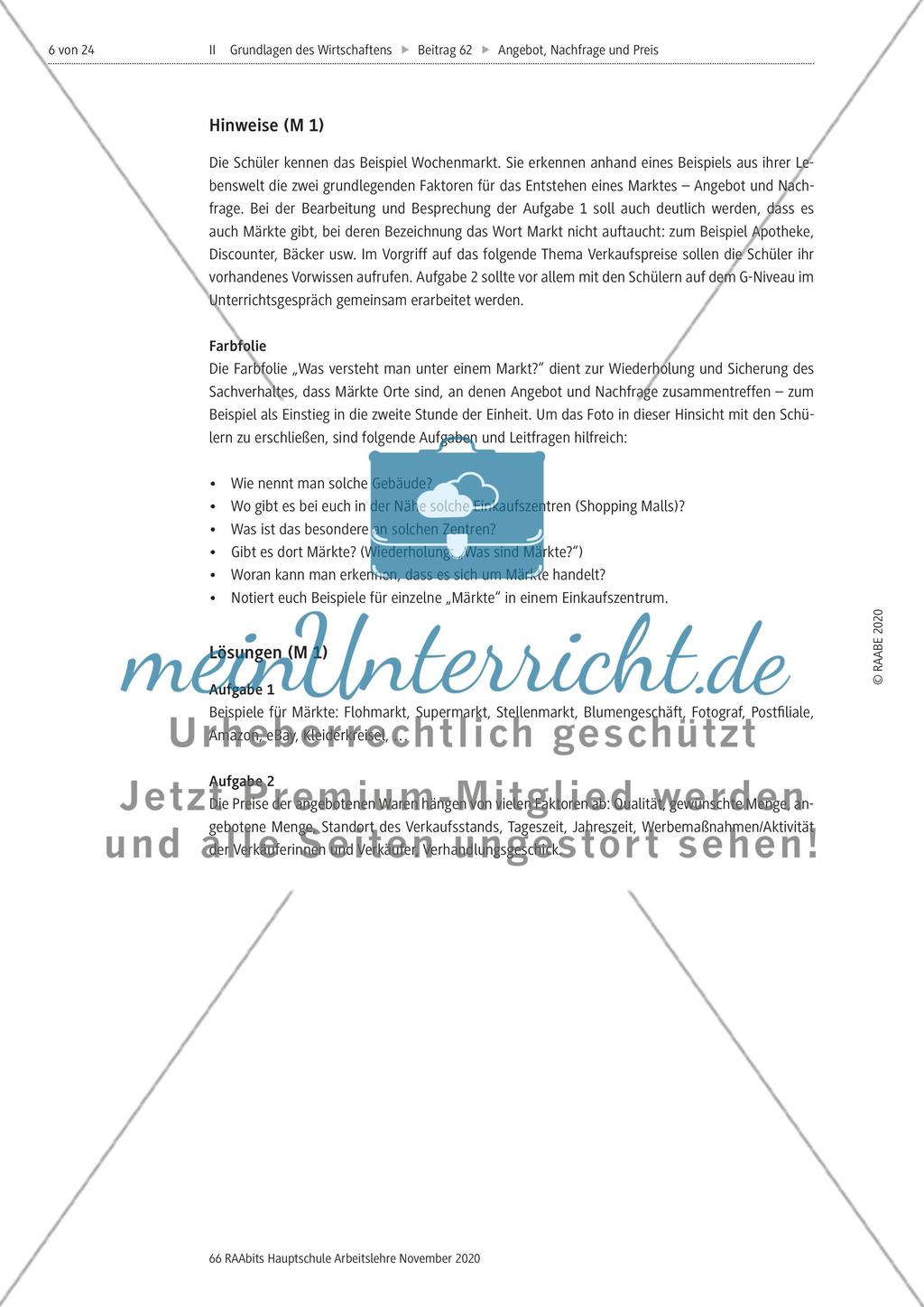 Angebot, Nachfrage und Preis - M1-M3 Preview 3
