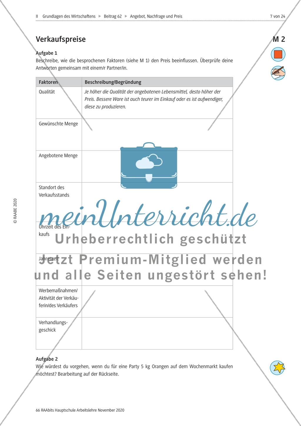 Angebot, Nachfrage und Preis - M1-M3 Preview 4