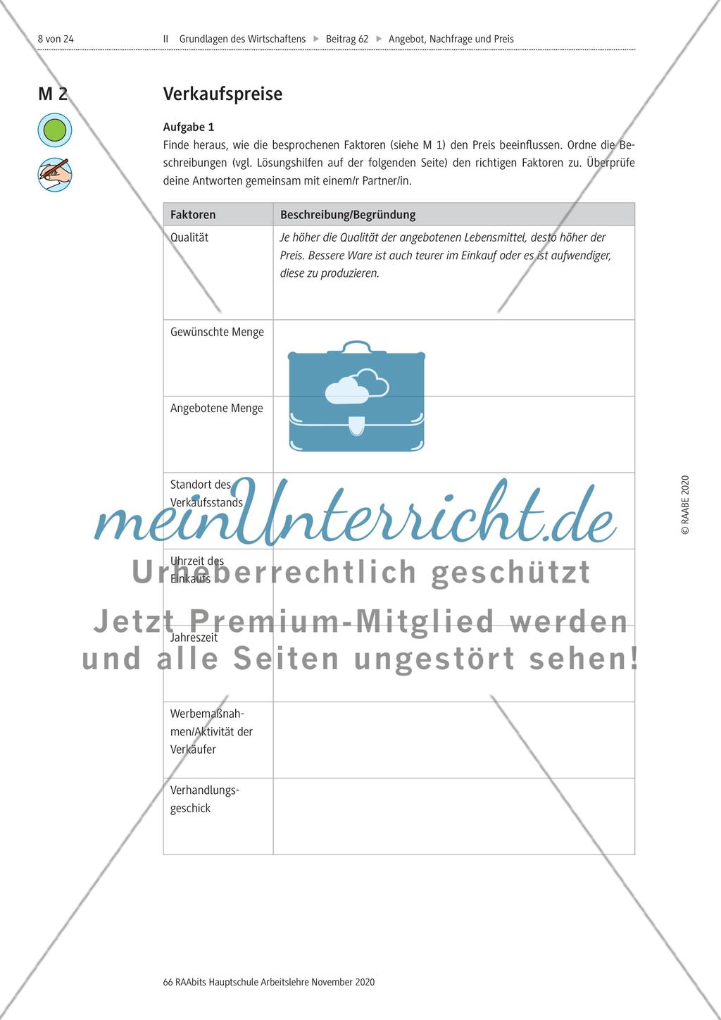 Angebot, Nachfrage und Preis - M1-M3 Preview 5