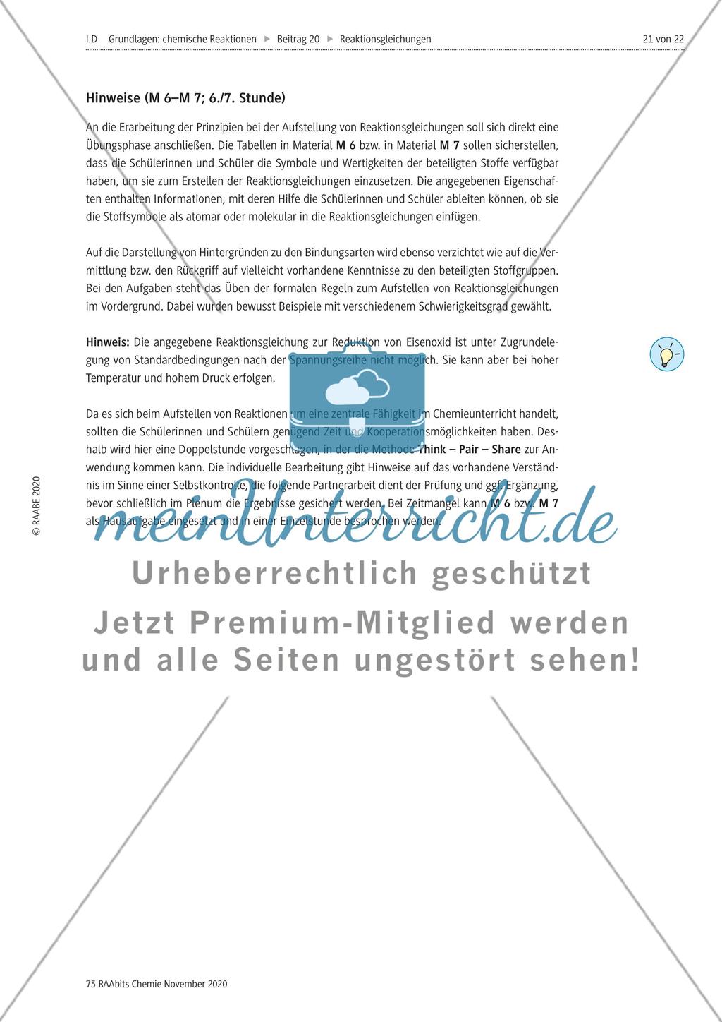 Übungen zu Reaktionsgleichungen und zur Modellverwendung Preview 4