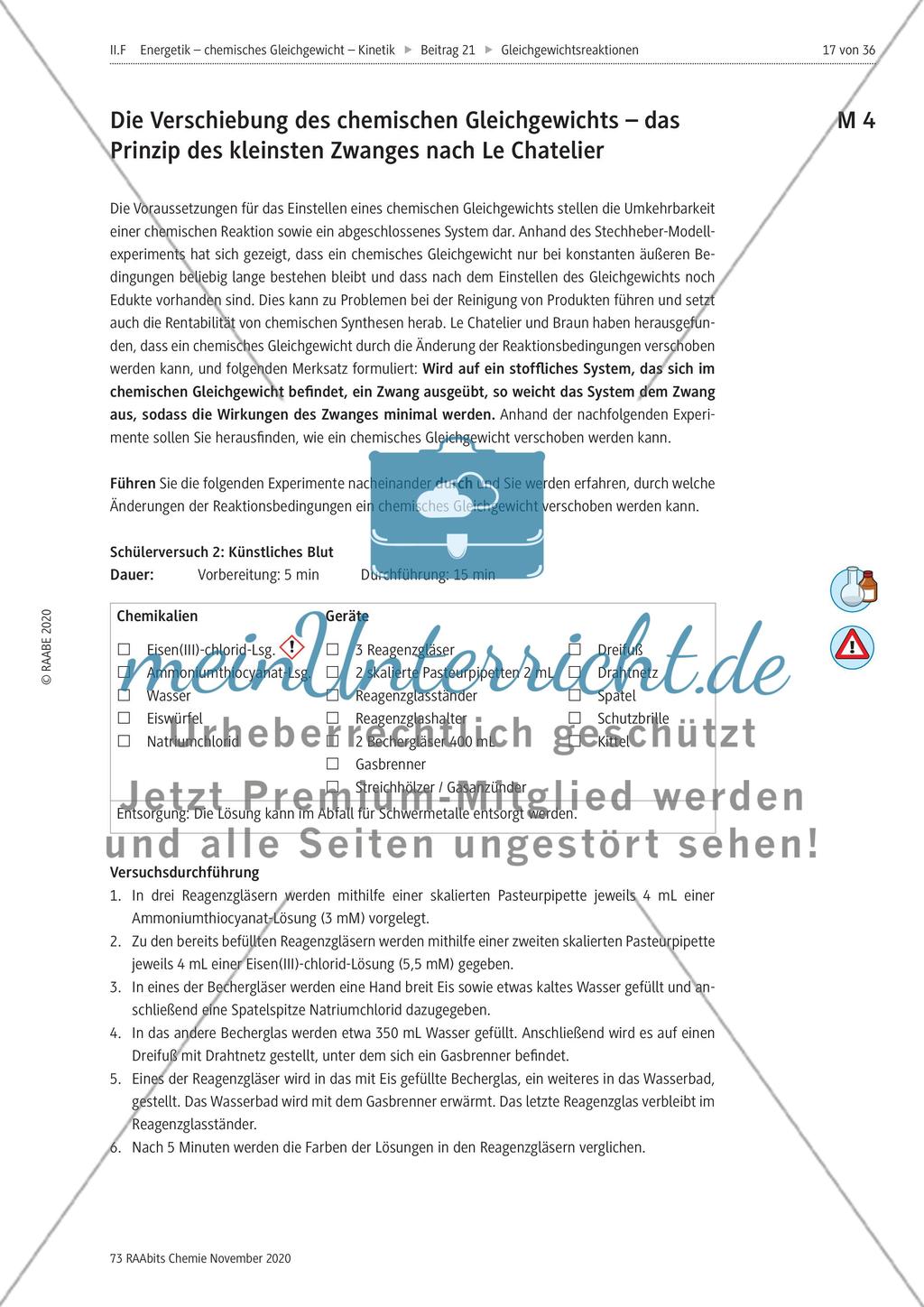 Chemische Gleichgewichte können durch eine Änderung der Temperatur, des Drucks, der Konzentration oder des pH-Wertes beeinflusst werden Preview 1