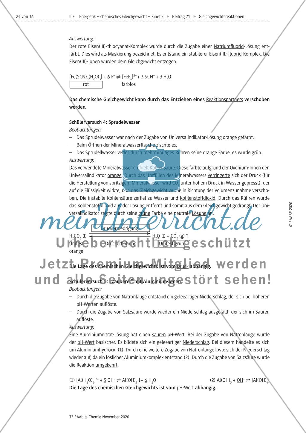 Chemische Gleichgewichte können durch eine Änderung der Temperatur, des Drucks, der Konzentration oder des pH-Wertes beeinflusst werden Preview 8