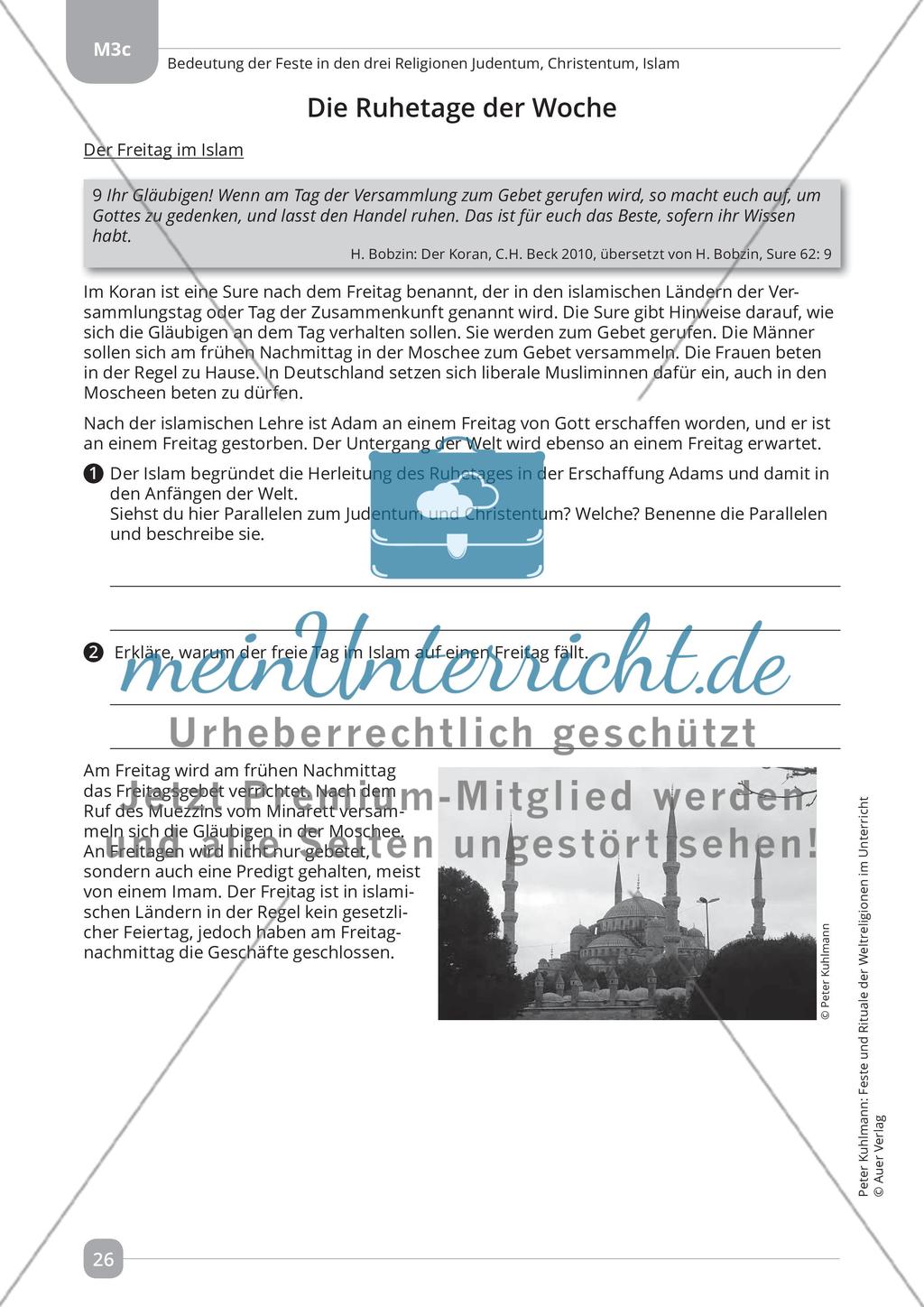 Bedeutung der Feste in den drei Religionen Judentum, Christentum, Islam Preview 12