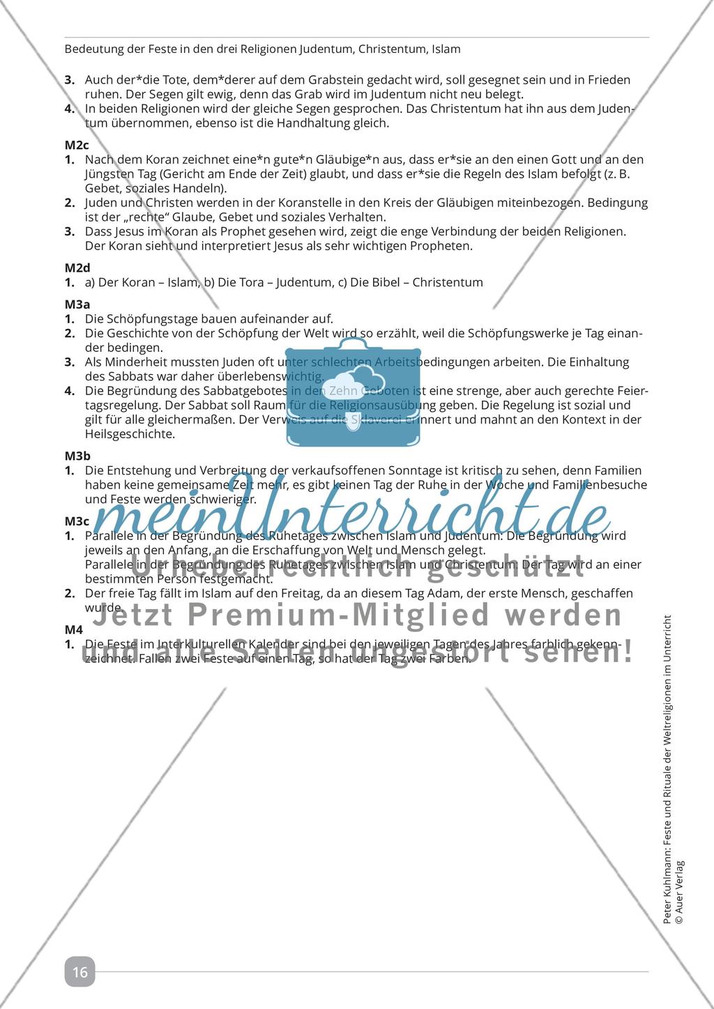 Bedeutung der Feste in den drei Religionen Judentum, Christentum, Islam Preview 2