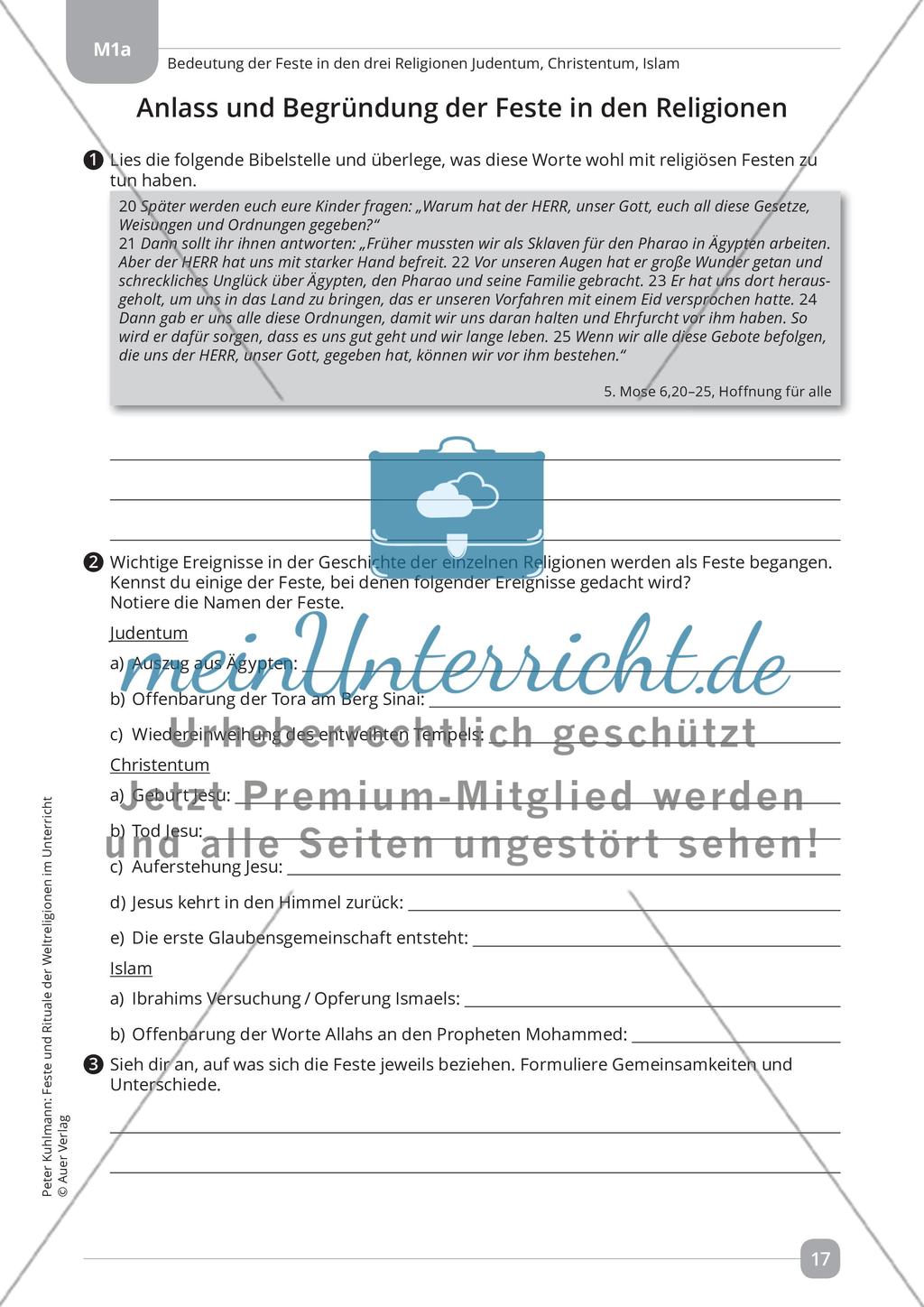 Bedeutung der Feste in den drei Religionen Judentum, Christentum, Islam Preview 3