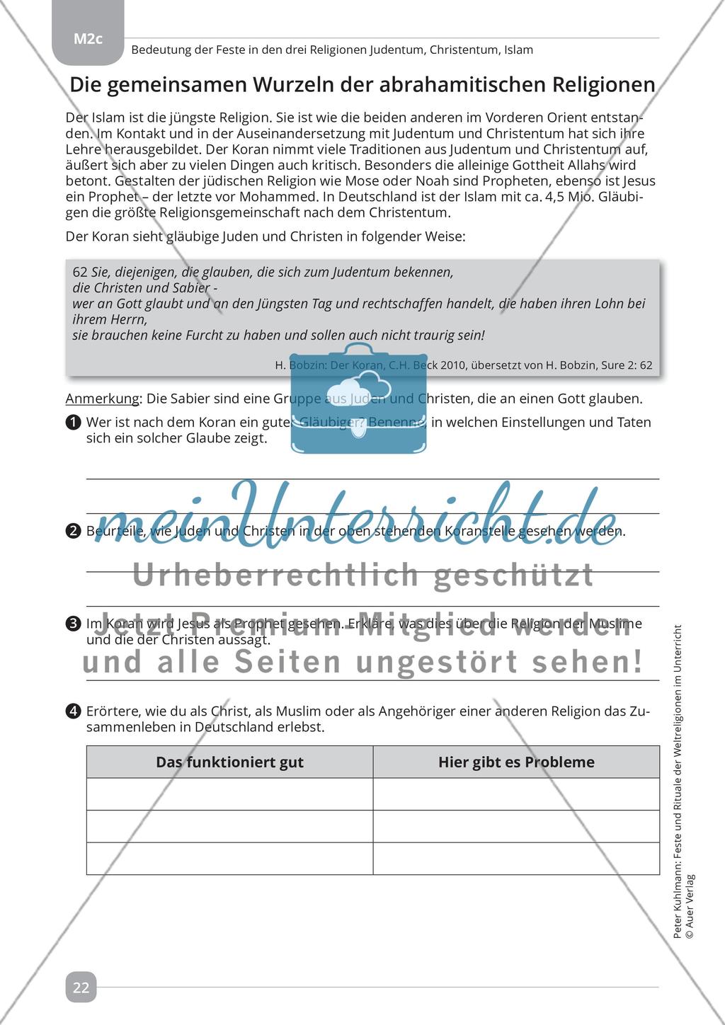 Bedeutung der Feste in den drei Religionen Judentum, Christentum, Islam Preview 8