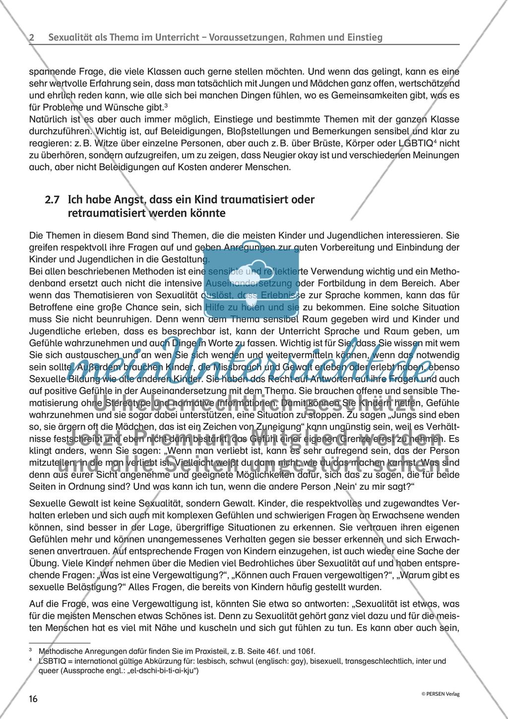 Sexualität als Thema im Unterricht - Voraussetzungen, Rahmen und Einstieg: Häufige Fragen von Lehrenden Preview 6