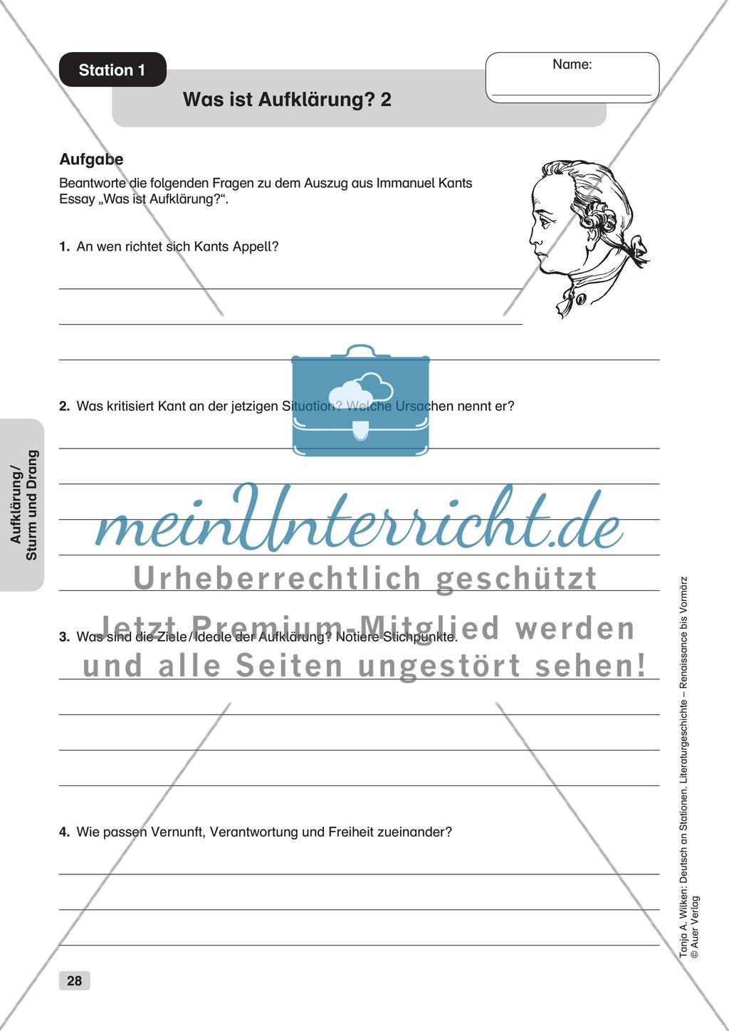 Aufklärung/Sturm und Drang (ca. 17201800/17651785) meinUnterricht