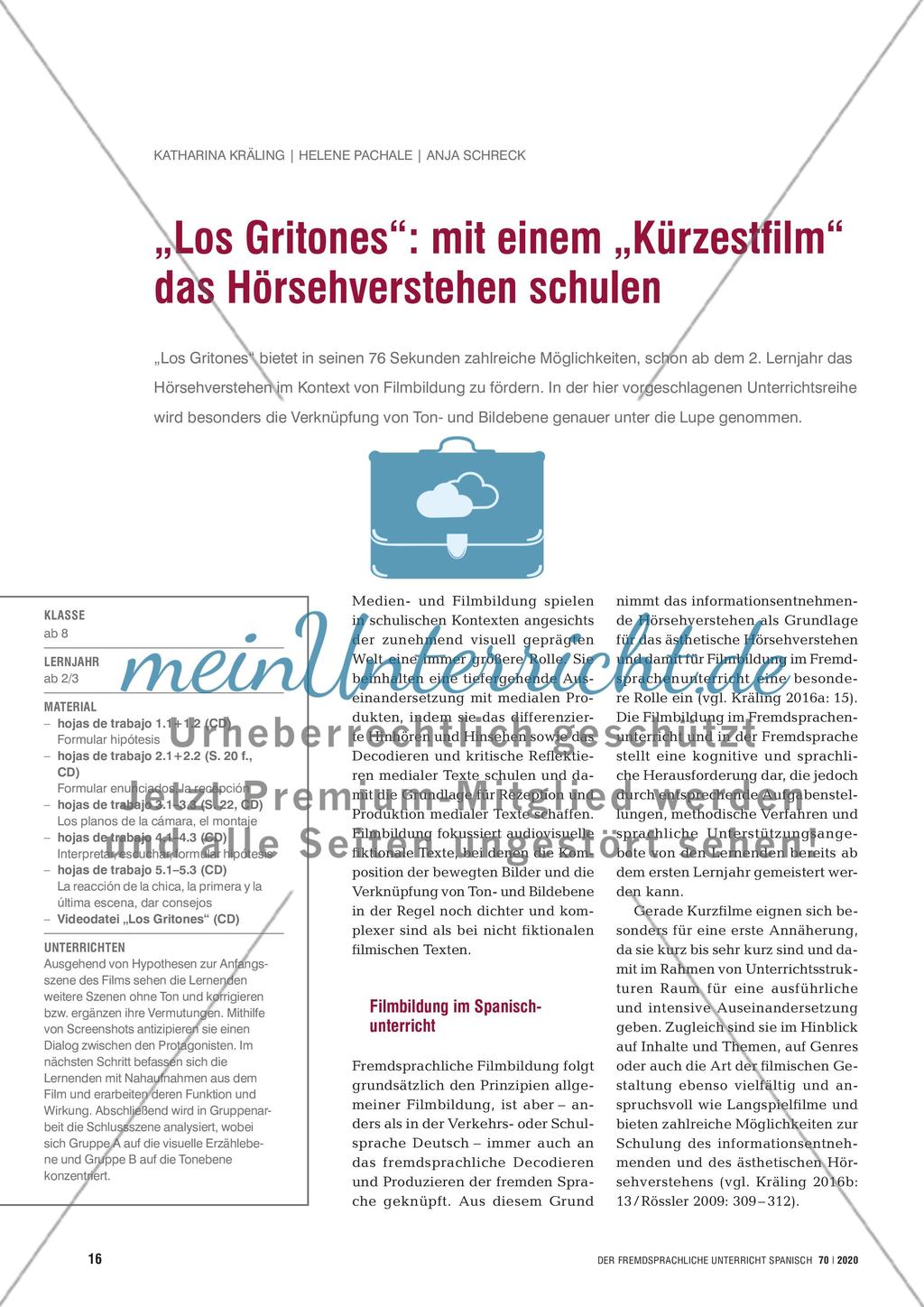 „Los Gritones“: mit einem „Kürzestfilm“ das Hörsehverstehen schulen Preview 1