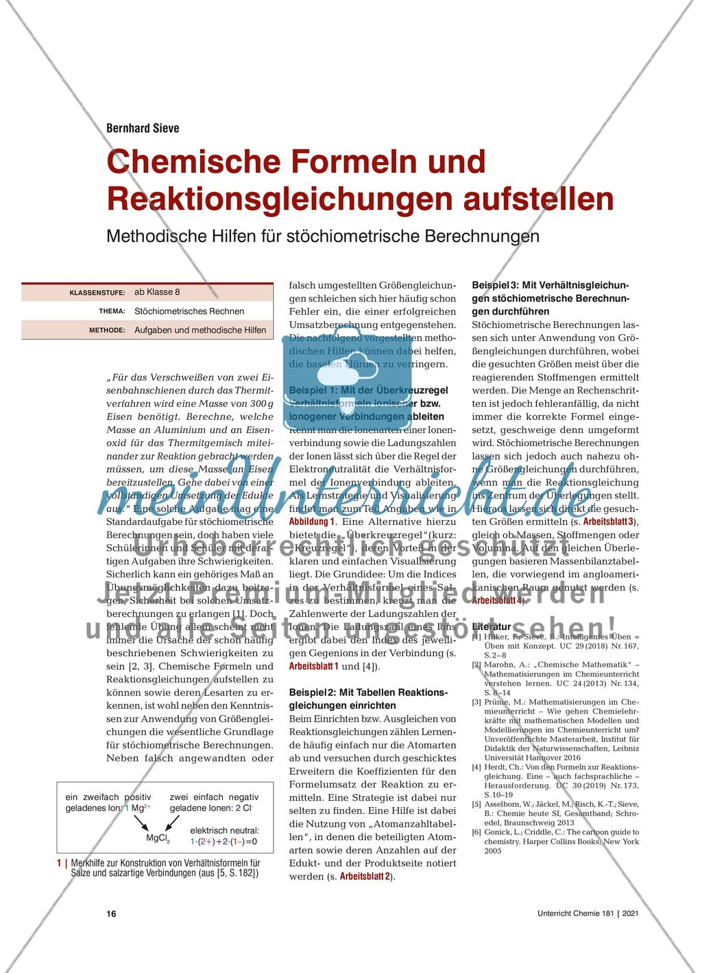 Chemische Formeln und Reaktionsgleichungen aufstellen Preview 1