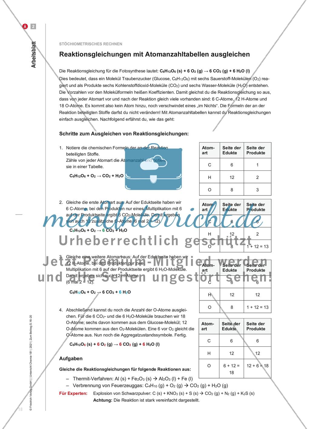 Chemische Formeln und Reaktionsgleichungen aufstellen Preview 3