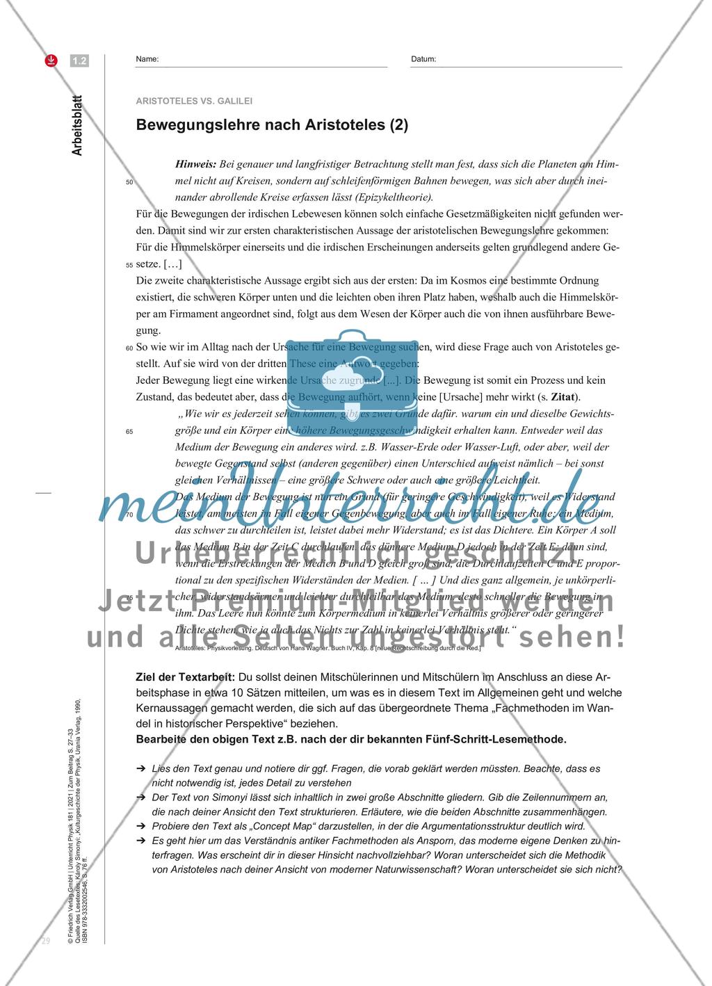 Bewegungen bei Aristoteles und bei Galilei Preview 4