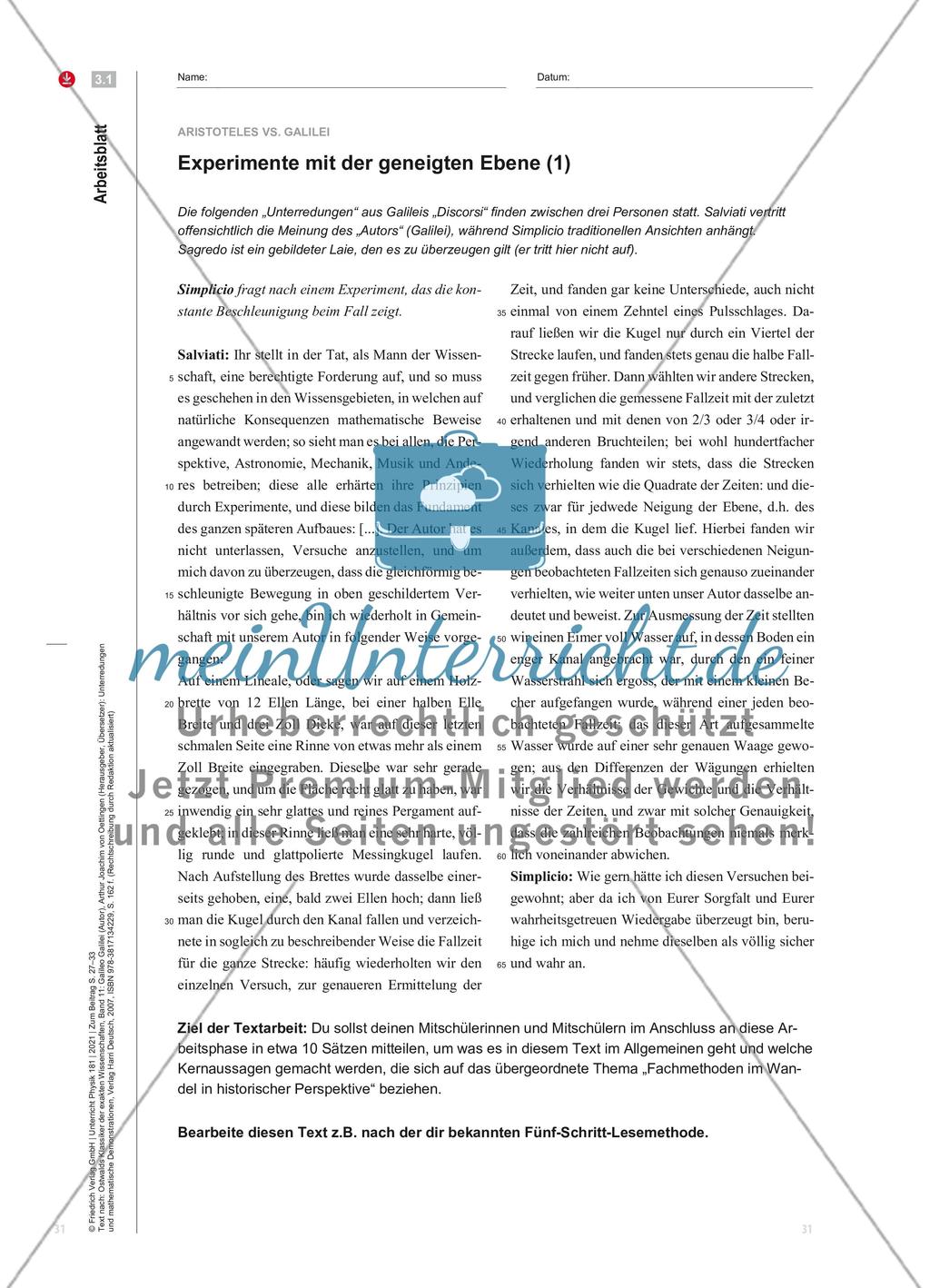 Bewegungen bei Aristoteles und bei Galilei Preview 6