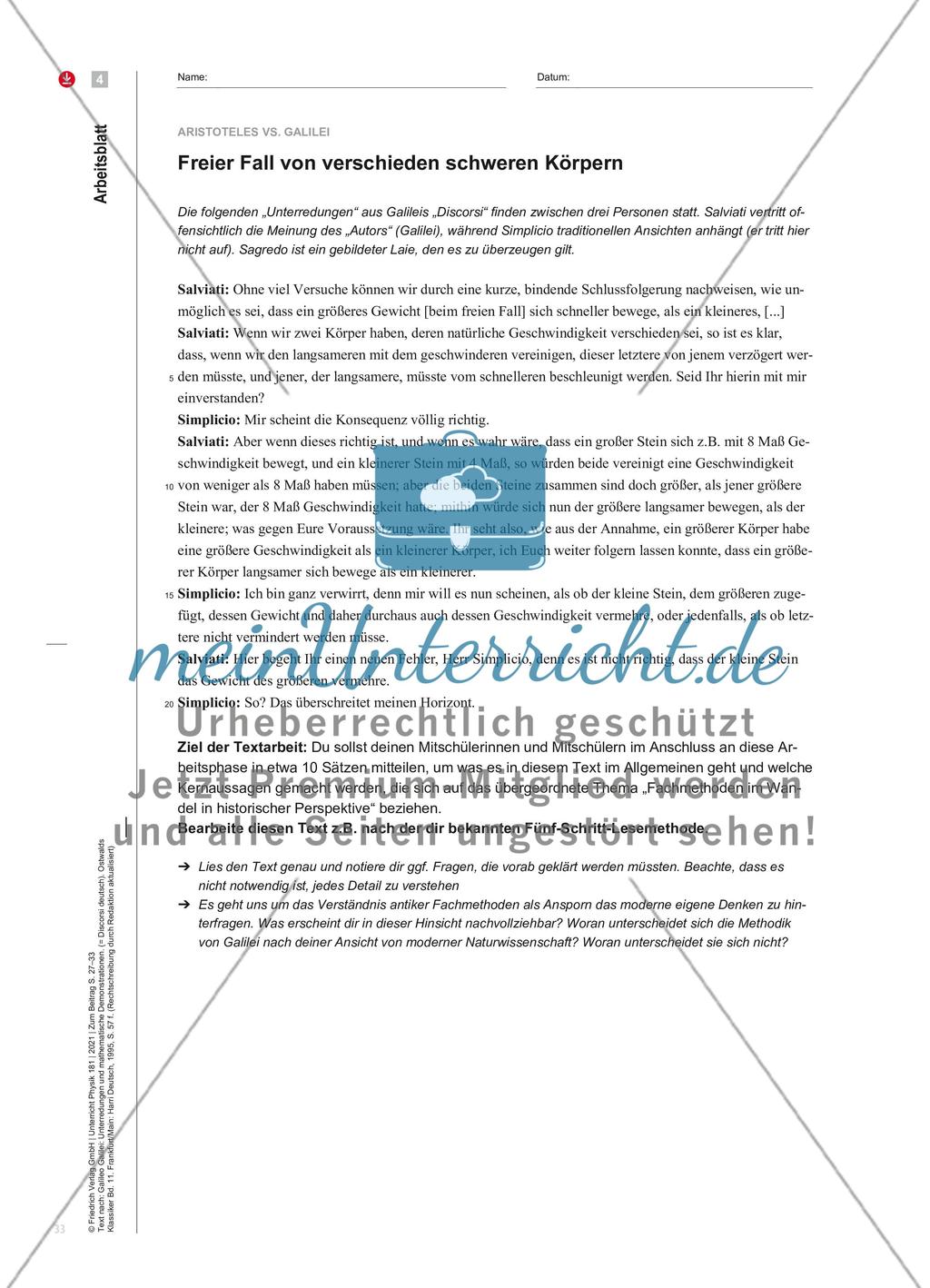 Bewegungen bei Aristoteles und bei Galilei Preview 8