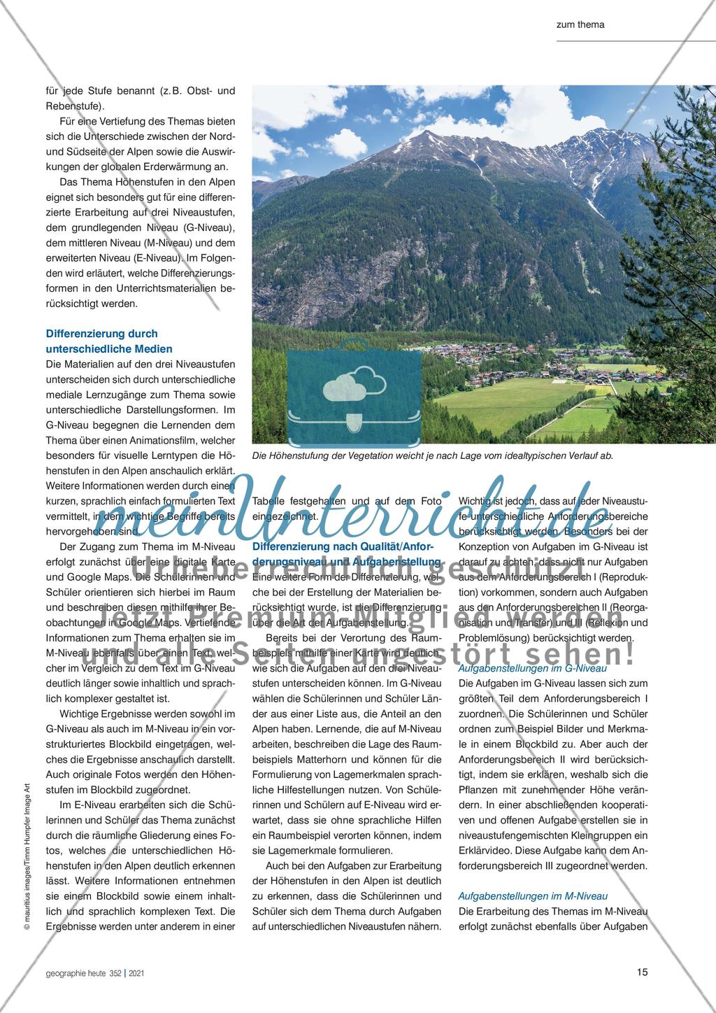 Höhenstufen in den Alpen Preview 2